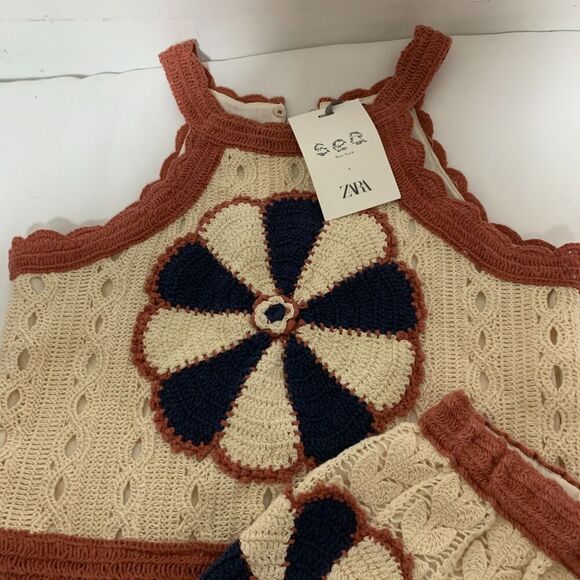 Sea new york Zara collaboration girls 11/12 matching set, crochet floral outfit - Picture 3 of 13